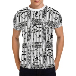 Men's All Over Print T-shirt with Egyptian Eye of Horus pattern, polyester fabric