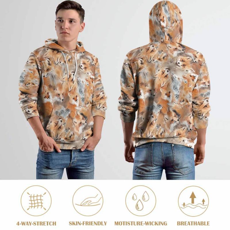 Men's all-over print hoodie (USA Size), featuring a unique pattern, drawstring hood, and kangaroo pocket