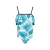 Kids' Blue Floral Ruffle Swimsuit (S26) for Girls