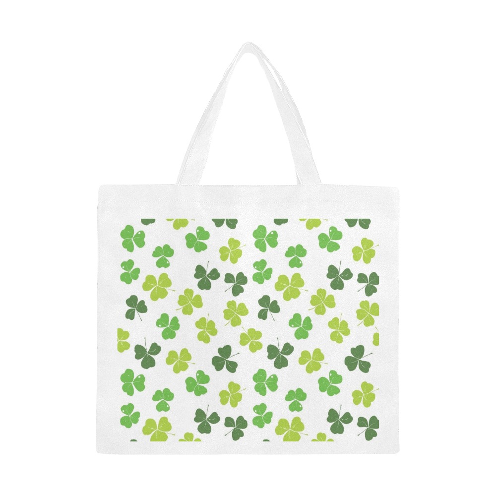 Large white canvas tote bag with a green cactus pattern, perfect for shopping and carrying essentials, Inkedjoy.