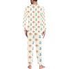 Men's beige polyester pajama set with anchor and flower print, all over design