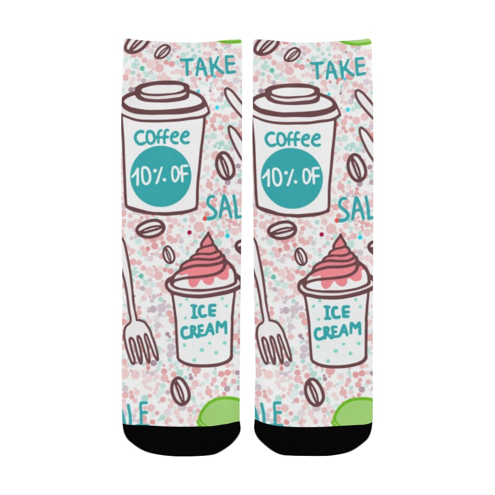 Kid's custom socks with coffee and ice cream patterns