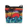 Shoulder Sling Bag with colorful beach print, polyester and oxford fabric, for women