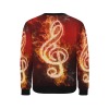 Men's crew neck sweatshirt featuring glowing music notes, 95% polyester blend, suitable for spring/autumn/winter wear.