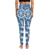Women's blue leggings with white anchor and sailboat patterns