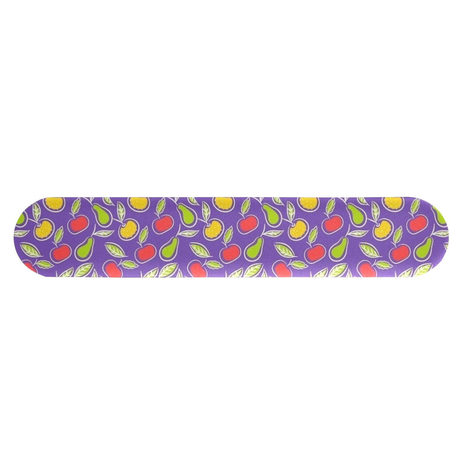 Ergonomic keyboard hand rest with a fruit pattern, providing wrist support for comfortable office work.