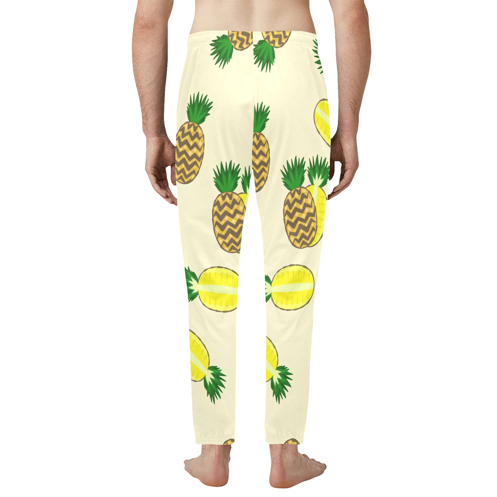 Men's Pineapple Print Jogger Pajama Pants - 100% Polyester, Home Wear
