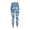 Blue All Over Print Leggings with Pockets featuring nautical patterns for women, yoga pants