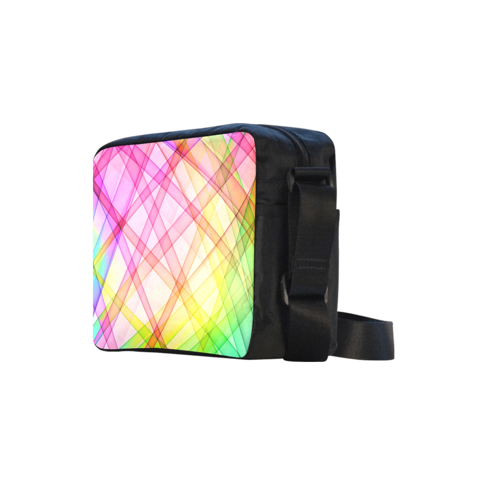 Classic Cross-body Nylon Bag Model 1632 with vibrant plaid design, waterproof nylon material for women and men.