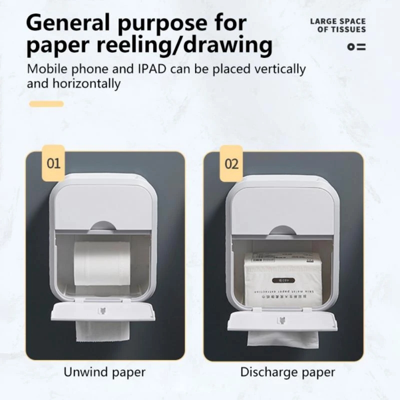 Tissue box with roll paper and pack tissues loaded for dispensing