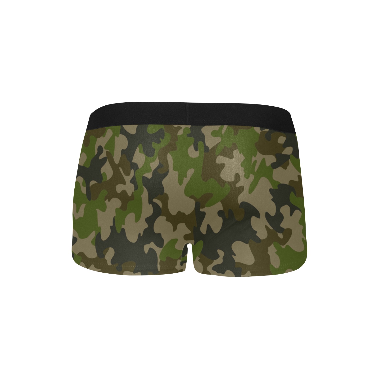 Green Camo Print Men's Boxer Briefs with Fly, comfortable fit, polyester