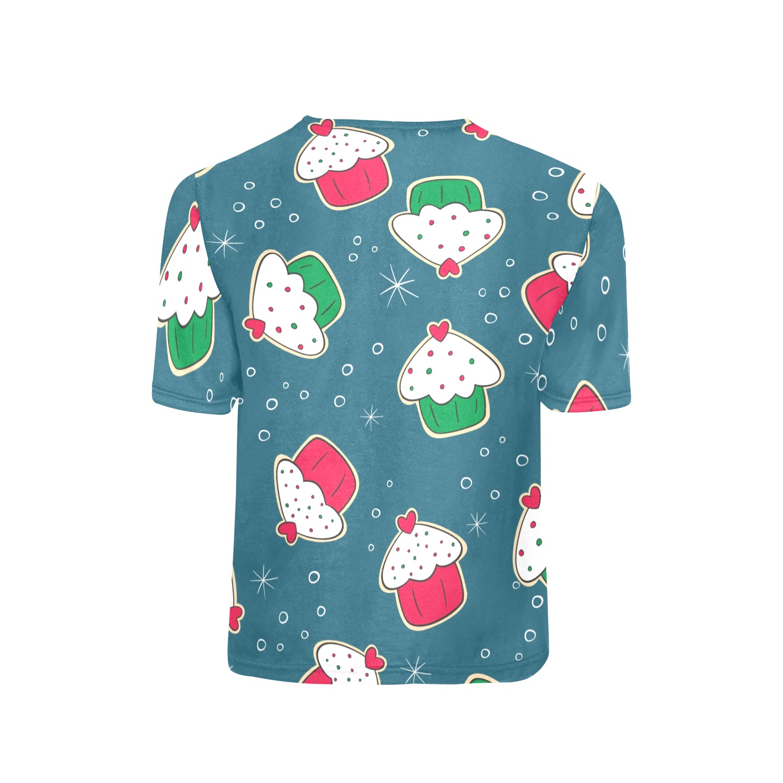 Boys' All Over Print Crew Neck T-shirt with Cupcake Pattern. Made of polyester, suitable for summer wear.