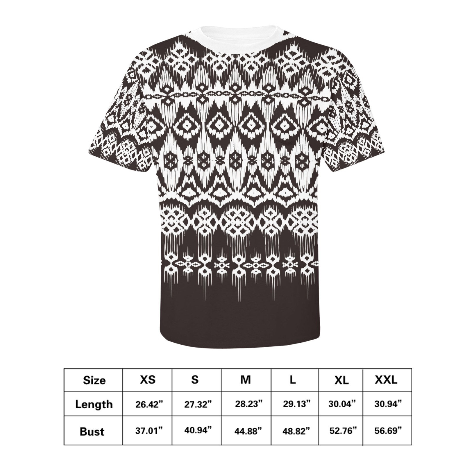 Men's Abstract Pattern All Over Print T-Shirt (Model T56) - Black and White Polyester