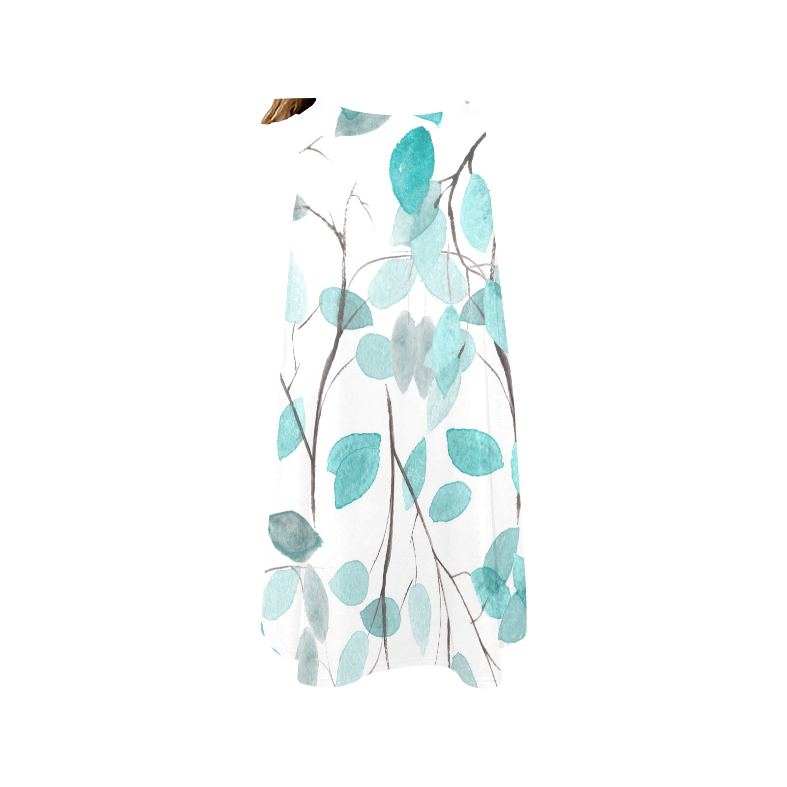 Women's Sleeveless A-Line Pocket Dress (D57) with Teal Floral Print