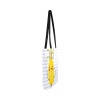 Yellow cartoon shopping tote bag made of polyester with black handles, ideal for daily use and shopping.