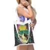 Medium Canvas Tote Bag with a skull design, ideal for shopping and travel.