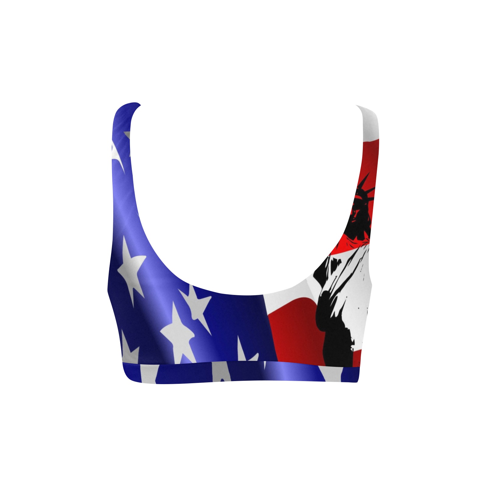 Women's Sport Bikini Top S07 featuring American flag print, polyester-spandex blend