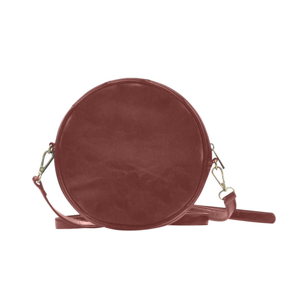 Maroon PU Leather Round Messenger Bag for Women