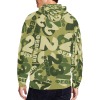 Men's green camouflage zip-up hoodie with 23 pattern