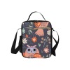 Kids' All Over Print Crossbody Lunch Bag with Owl Pattern, Black, Nylon Material