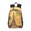 Eiffel Tower print backpack with mesh side pockets and adjustable straps for school or travel