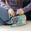 Polyester wash bag with bear pattern, featuring zipper closure, perfect for travel makeup storage