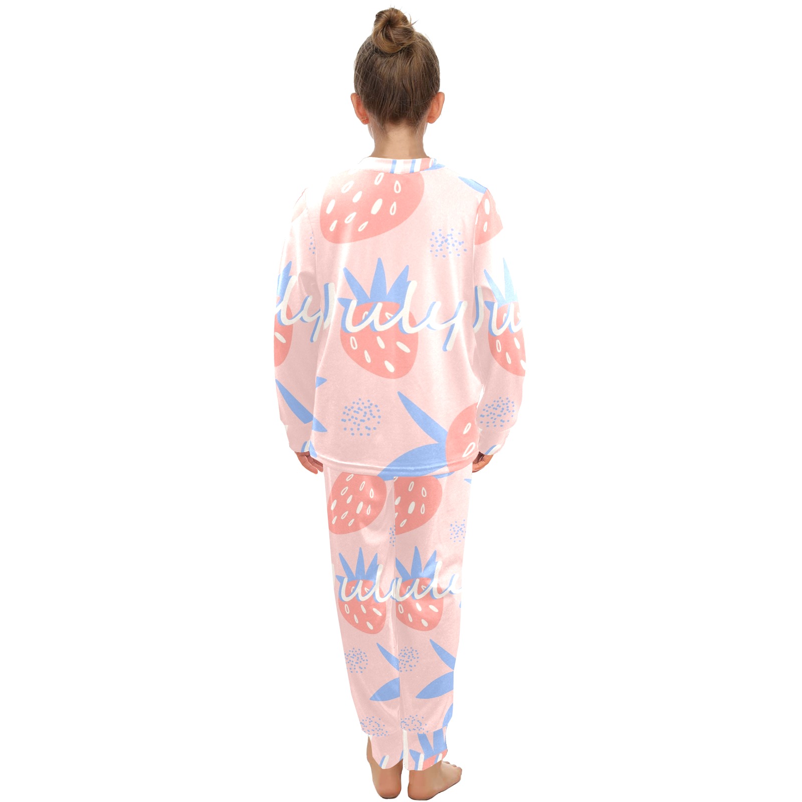 Big Girls' Pink Pineapple Pajama Set - Polyester Crew Neck Sleepwear