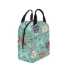Teal insulated lunch bag with cat pattern, durable and water-resistant, perfect for Inkedjoy customers