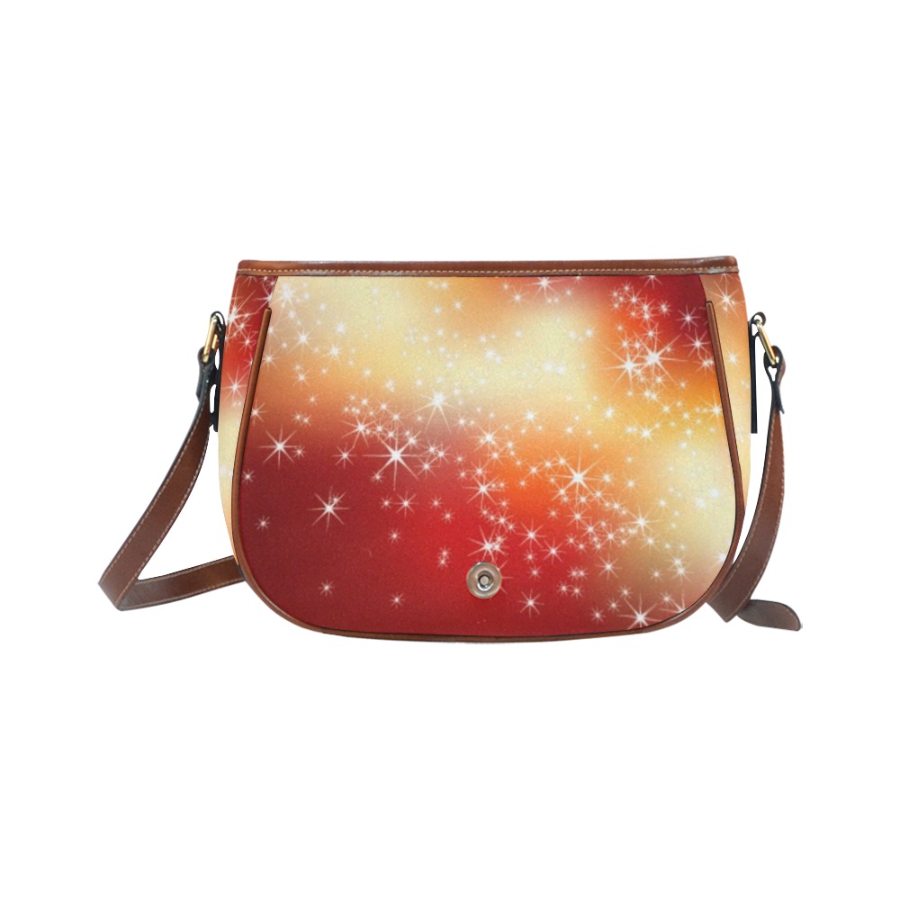 Model 1649 Saddle Bag with red/yellow watercolor design, Oxford cloth, for women's use.