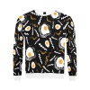 Men's All Over Print Sweatshirt with Egg and Bacon Design, Black Long Sleeve