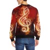 Men's crew neck sweatshirt with glowing music notes, 95% polyester blend for spring/autumn/winter wear.