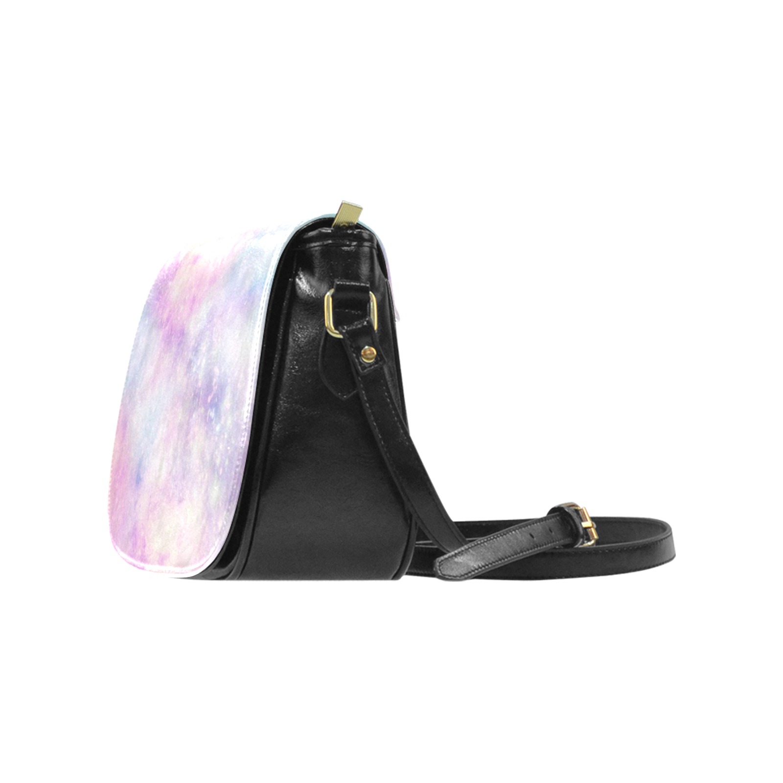 Classic Saddle Bag (Model 1648) (Small) with black PU leather and colorful flap