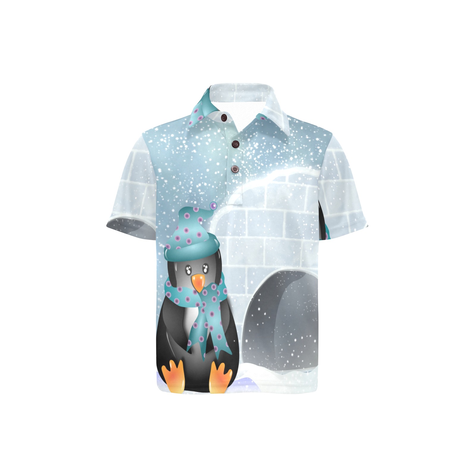Little Boys' Polo Shirt T55 with Penguin Print