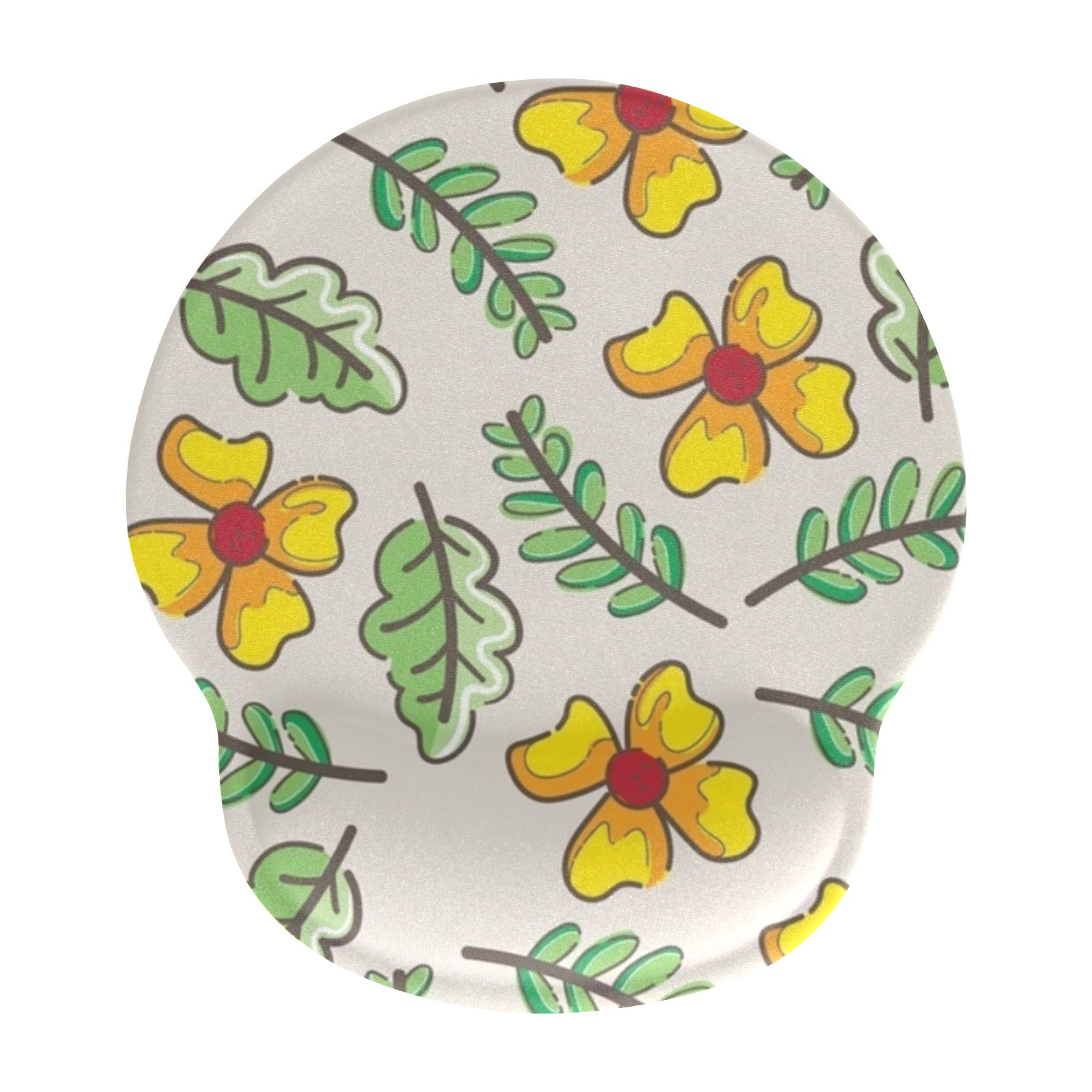 Floral mousepad with wrist rest, soft silicone base, comfortable ergonomic support for long computer use.