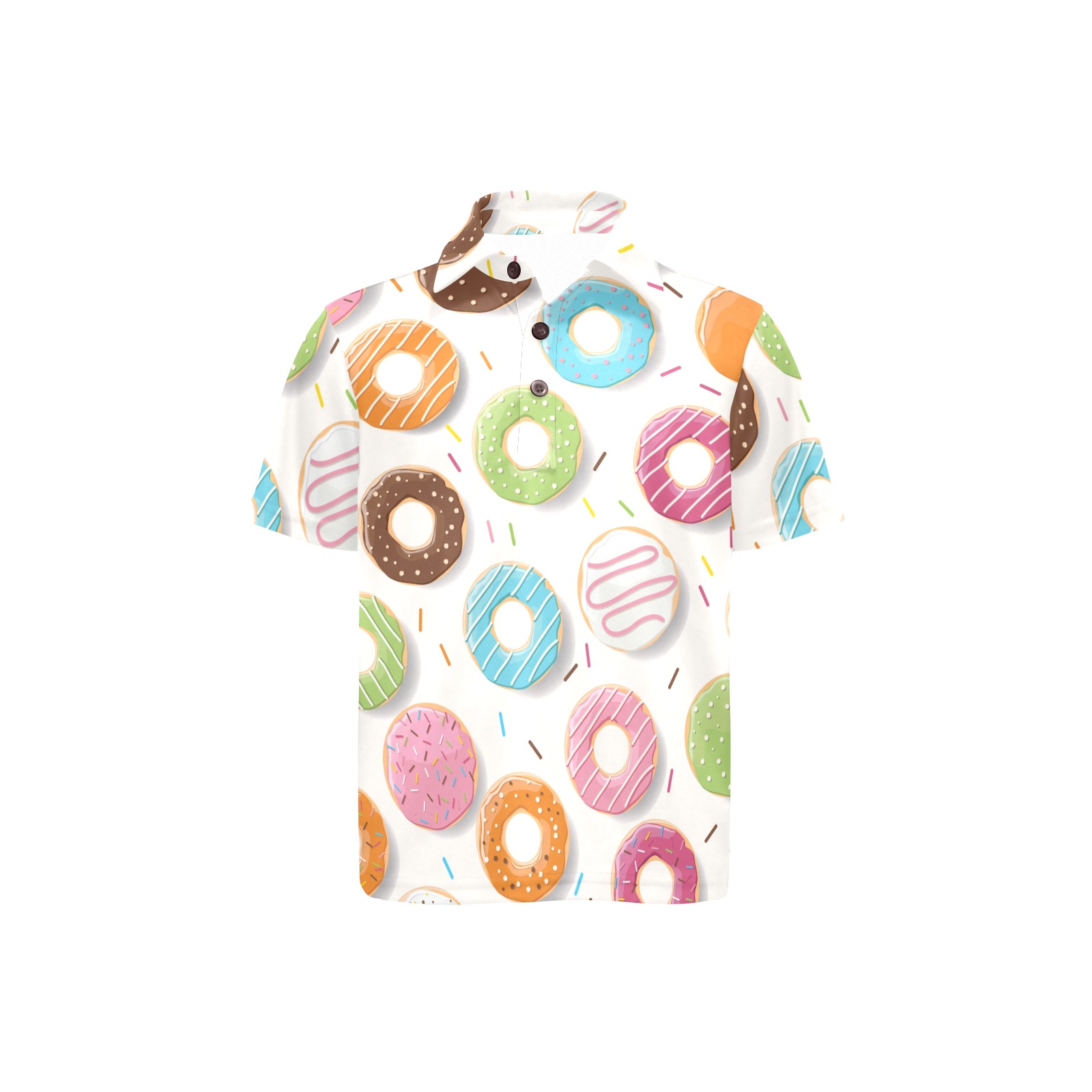 Little Girls' Donut Print Polo Shirt - Summer Fashion, polyester fabric, ages 2-7