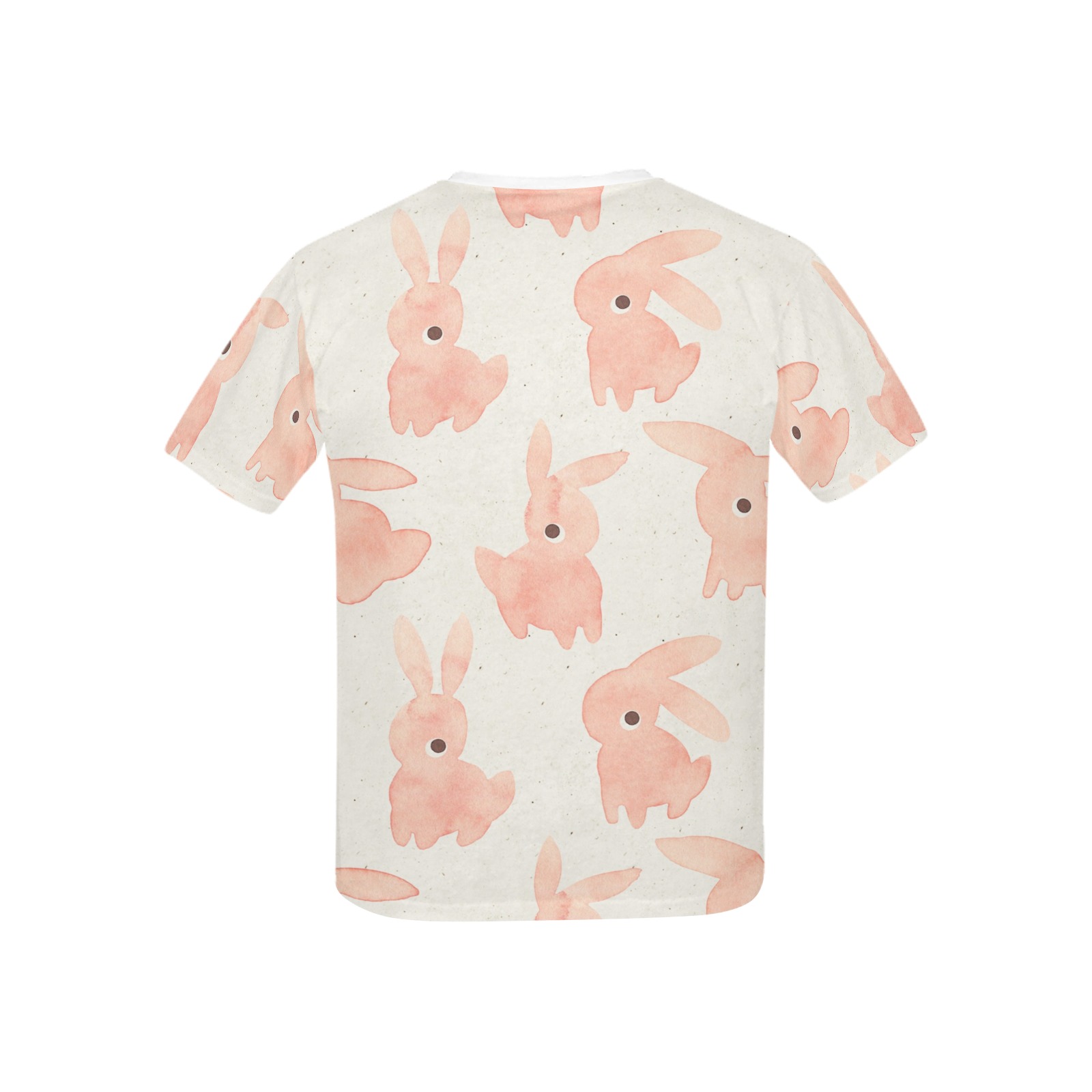Kid's all-over print bunny t-shirt, USA size, soft polyester fabric for daily wear, by Inkedjoy