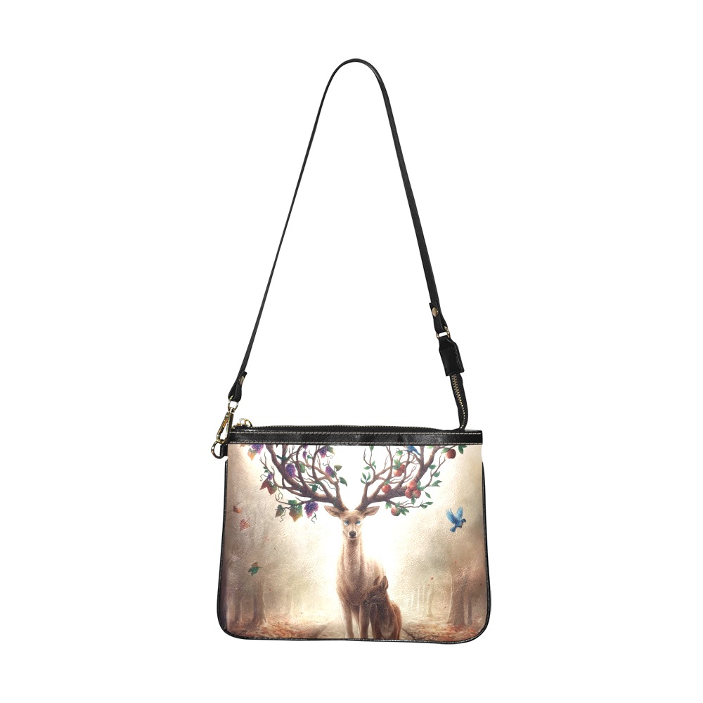 Deer design Small Shoulder Bag (Model 1710), PU leather, adjustable strap. Inkedjoy.
