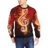 Men's music note crew neck sweatshirt, 95% polyester blend, spring/autumn/winter wear.