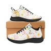 Women's Alpha Running Shoes with all-over print, suede leather, black sole, for sports.