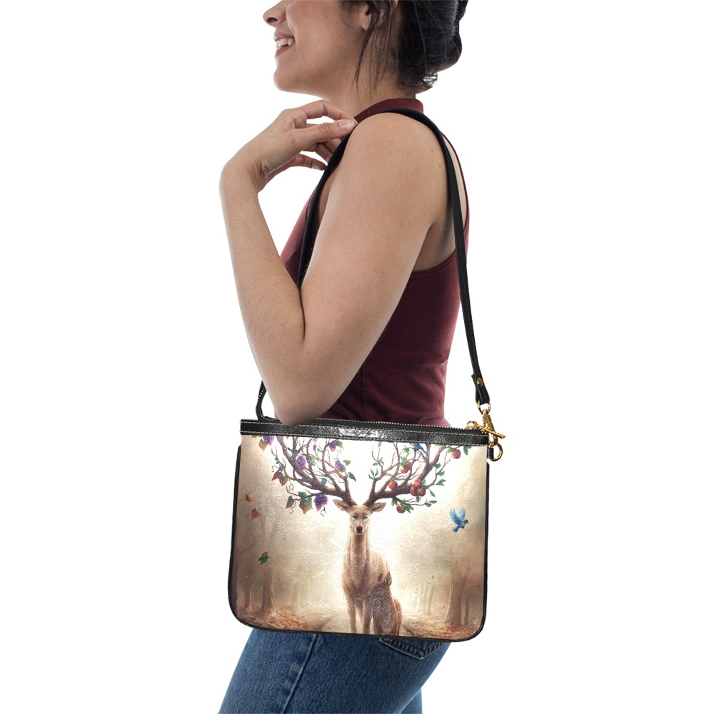 Small Shoulder Bag (Model 1710) with nature design on woman, perfect for shopping or travel.