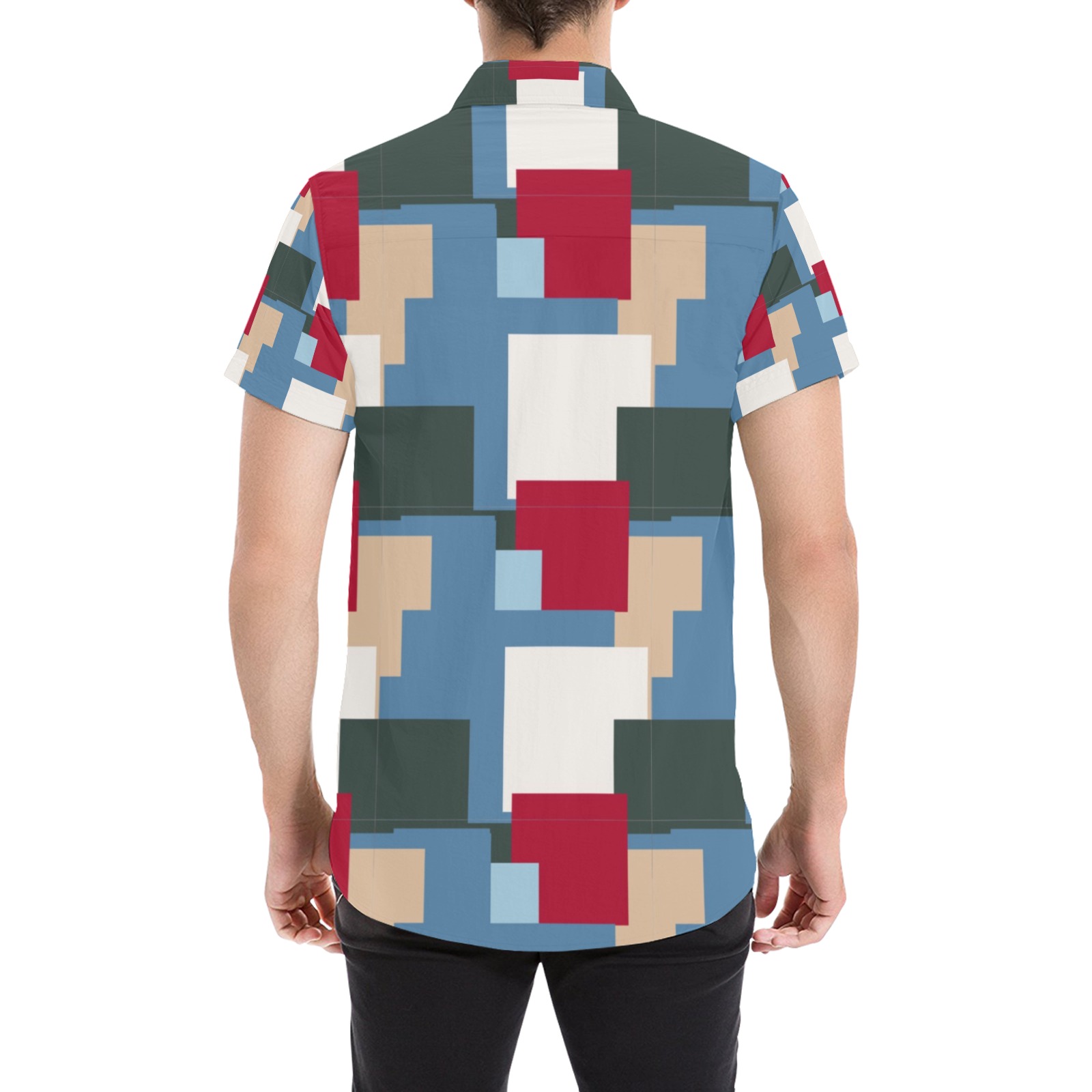 Men's All Over Print Shirt (Model T53) with geometric pattern in multiple colors