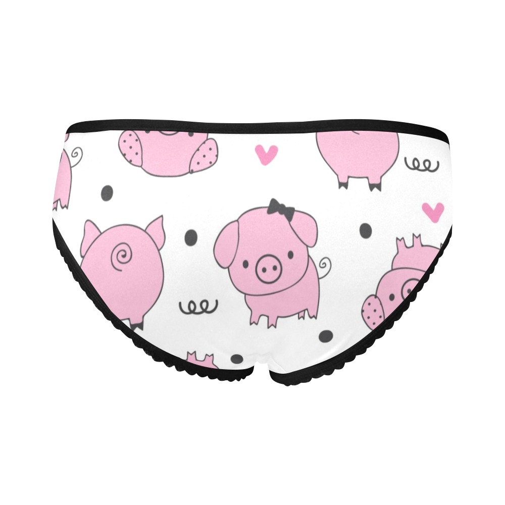 Women's high-cut briefs with cute pink pig pattern, comfortable and breathable, perfect for everyday wear.