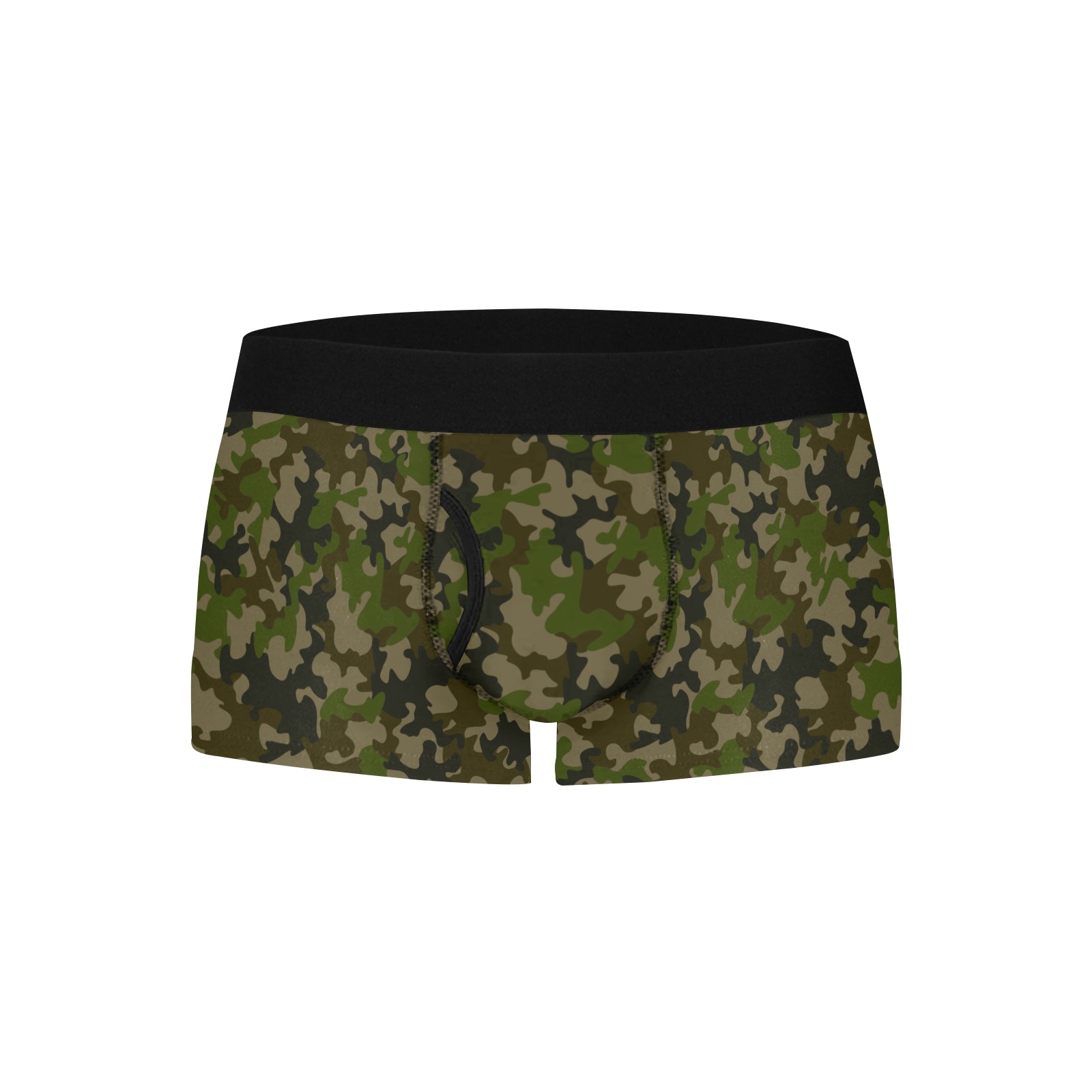 Men's Green Camo Boxer Briefs with Fly - 100% Polyester for Comfortable Fit