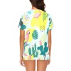 Women's short pajama set with parrot, cactus, and tropical print