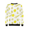 Women's Rib Cuff Crew Neck Sweatshirt with Lemon Print, white polyester spandex blend.