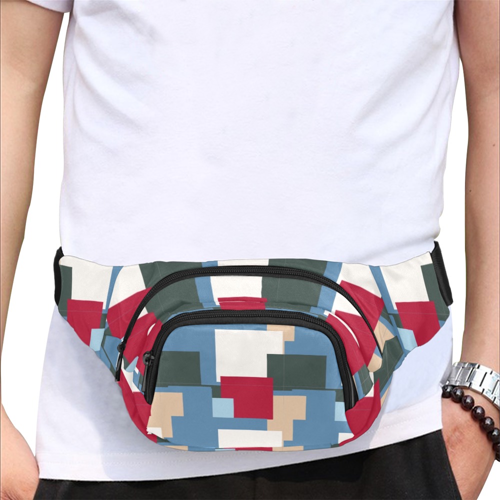 Unisex waist bag (Model 1677) made from durable nylon cloth, featuring all-over printing, perfect for sports and travel.