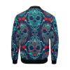 Men's All Over Print Casual Jacket (Model H19) with skull pattern, blue polyester jacket.