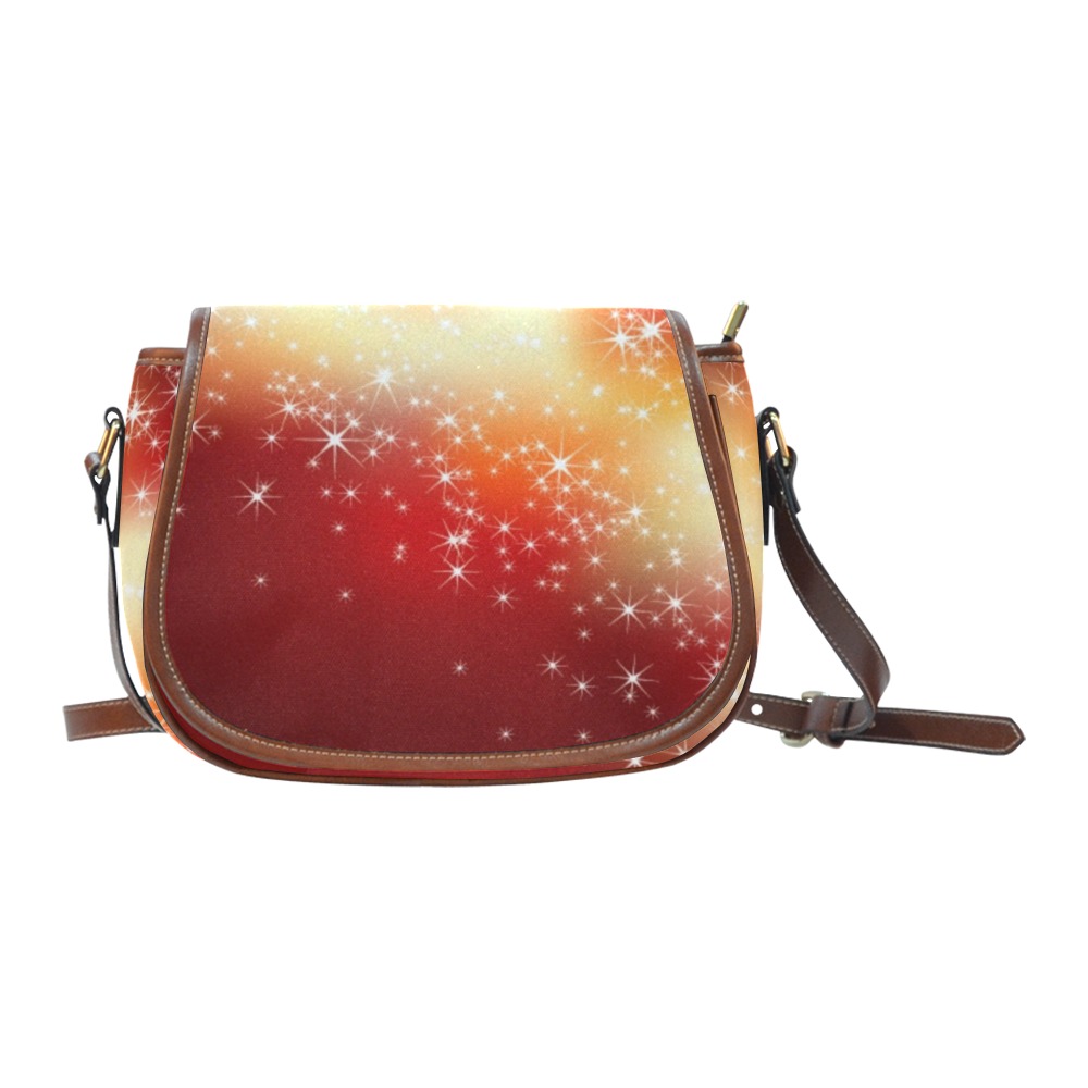Watercolor Saddle Bag (Model 1649) with adjustable strap and gold hardware. Perfect for women.