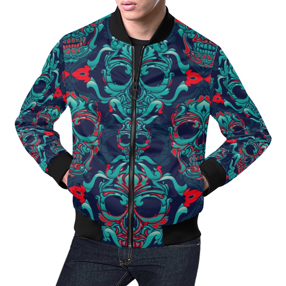 Men's All Over Print Casual Jacket (Model H19) with unique pattern, full zip and pockets, made of 100% polyester.
