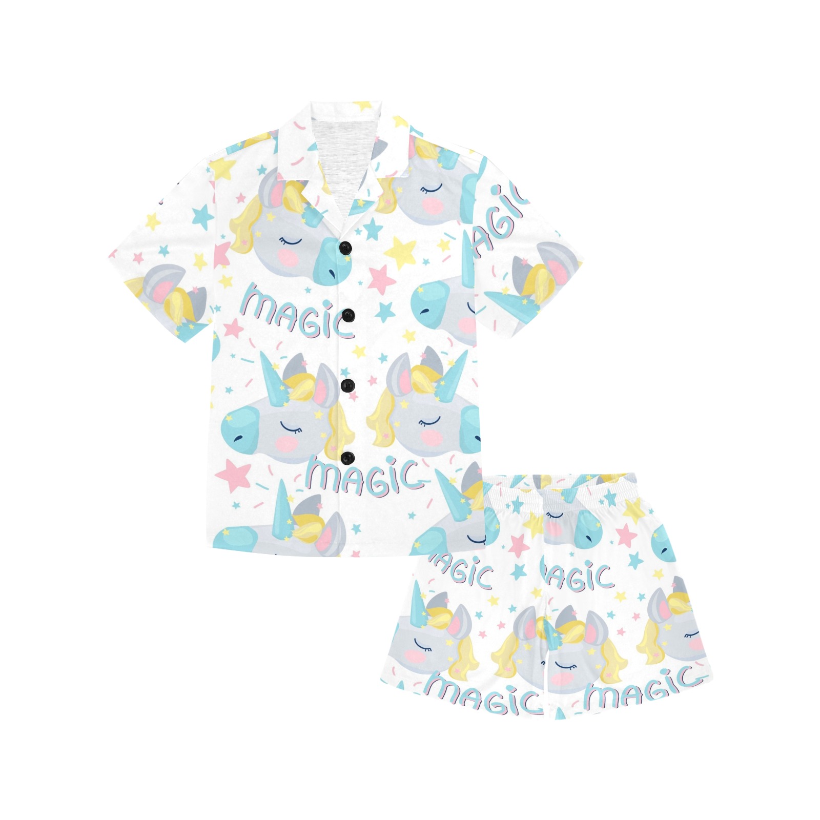 Big Boys' V-Neck Pajama Set with Magic Dreams Unicorn Print